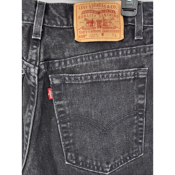 Vintage Levis 505 Jeans Womens 8 L Black Low Rise Straight Leg Denim Red Tab USA - Picture 7 of 13